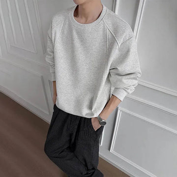 AIDASE  -  Men's Solid Color Deconstructed Long-Sleeved Sweatshirt American Retro Fashion Trend Loose Casual Breathable Niche Men's Tops aidase-shop